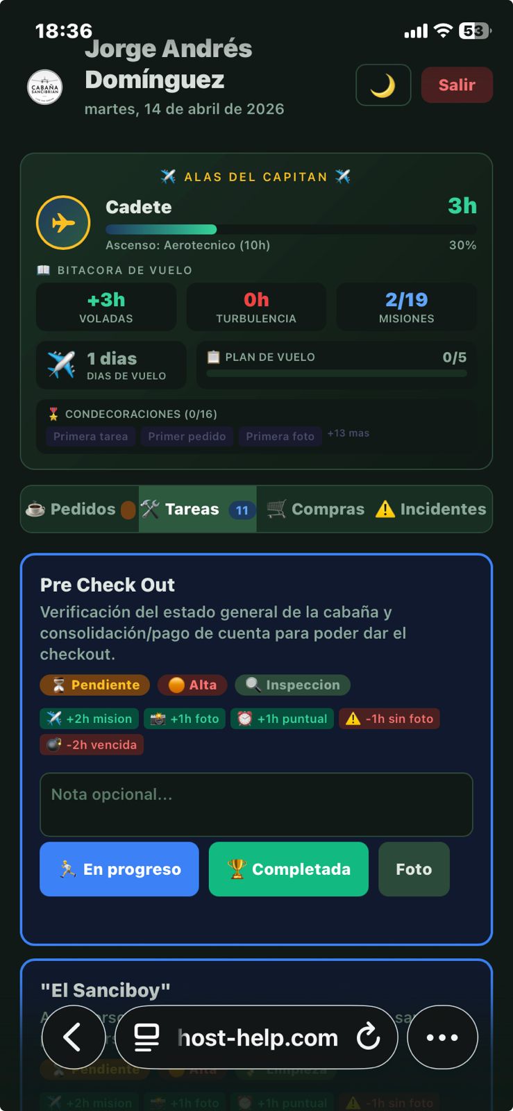 Tablero de tareas y operaciones desde el celular